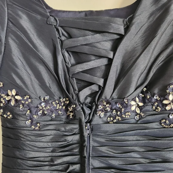 Modest Navy Blue Graduation Dress - Picture 5 of 7